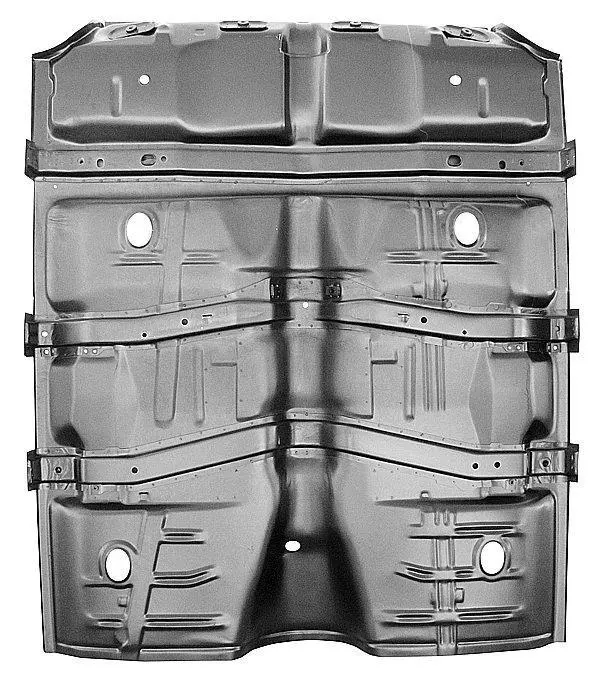 Floor Pan, Front & Rr, 1Pc, 68-9 Ch Tunnel Braces, Under Seat, 74" X 59" 1