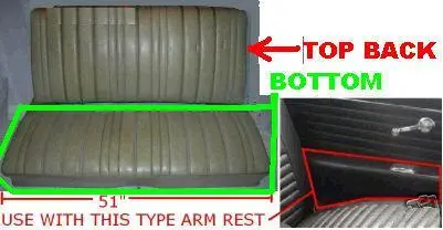 Rear Seat Bottom, Ht, 66-7 Sk Cut, 2 Door Sedan, Hdt, 51" W/Armrest, Used 1