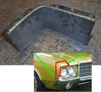 Fender To Headlight Filler, Right, Used, 70 Cutlass 442 1