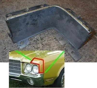 Fender To Headlight Filler, Left Used 70 Cutlass 442 1