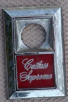 Trunk Lock Emblem, "Cutlass Supreme", Used, 78-80 1
