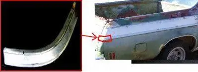 Quarter Corner Molding, Lower, Right, Used, 73-77 El Camino 1
