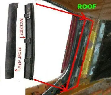Roof To Quarter Glass Seal, 70-2 Ch Sk, Hdtp, Rh, Inner, Upper, 13" Long, Used 1