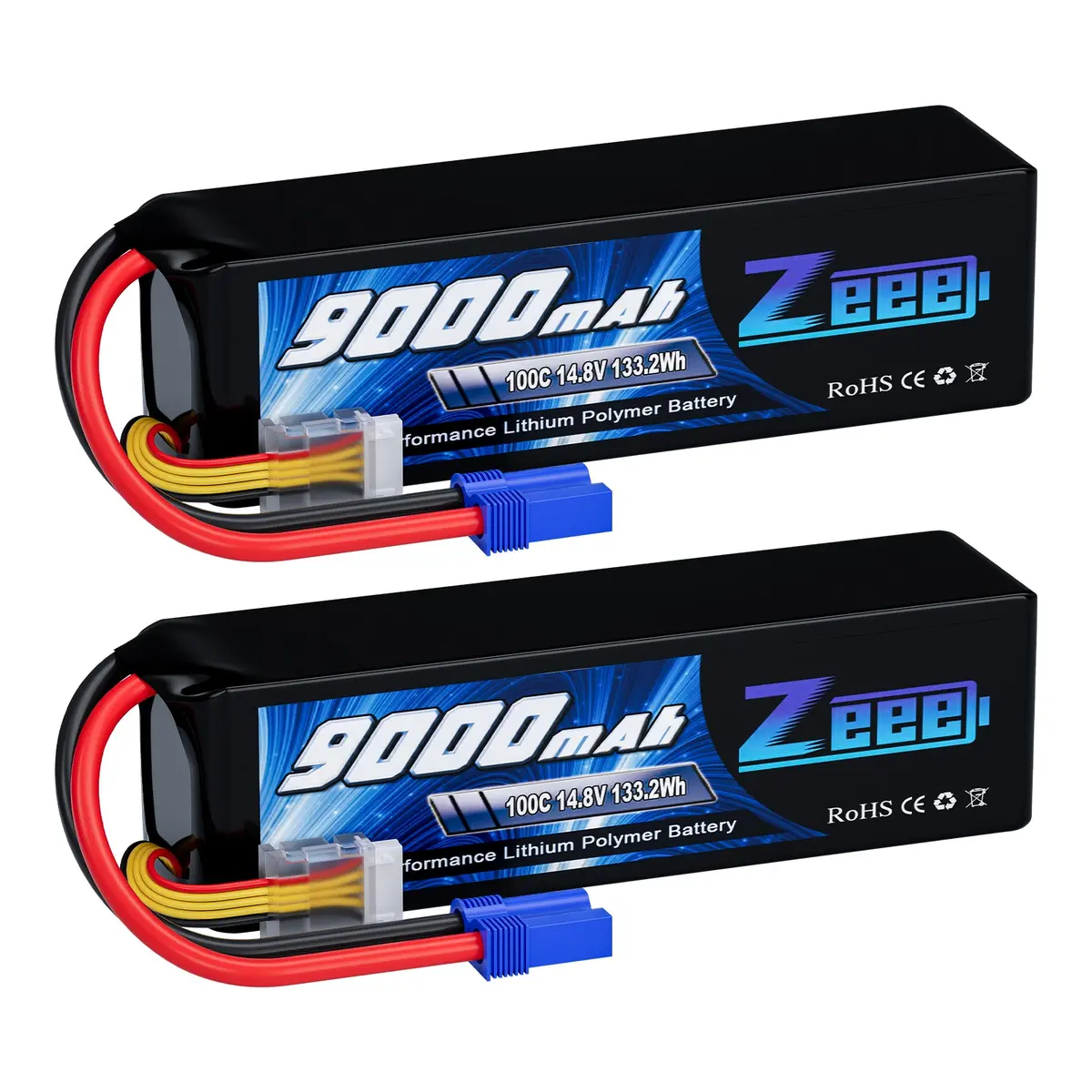 Zeee 4S Lipo Battery 9000Mah 14.8V 100C Soft Case Ec5 Connector With Metal Plates For Rc Car X-Maxx Truck Racing Hobby(2 Pack) 1