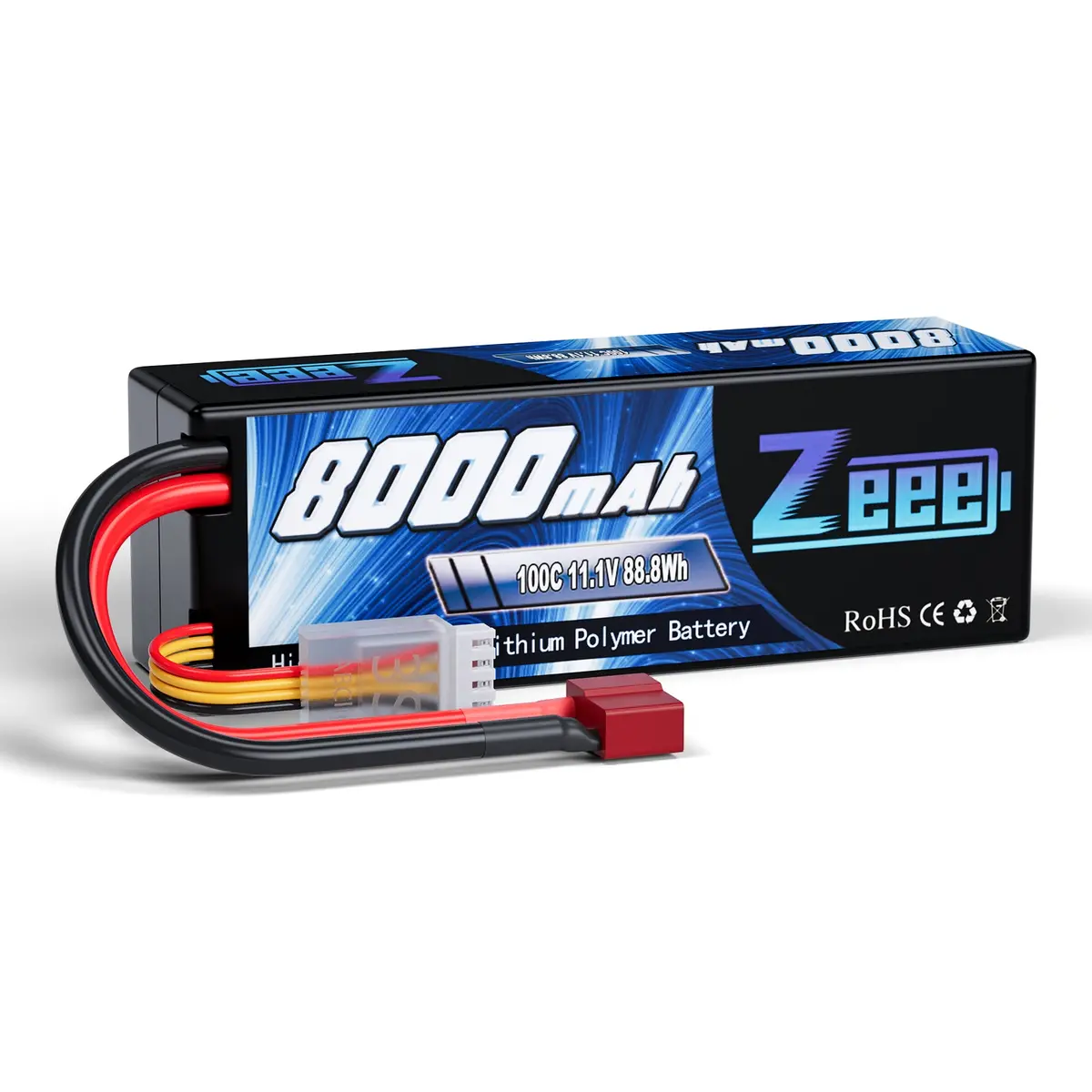 Zeee 3S Lipo Battery 8000Mah 11.1V 100C With Deans T Plug Hard Case Battery For 1/8 1/10 Rc Car Model 1