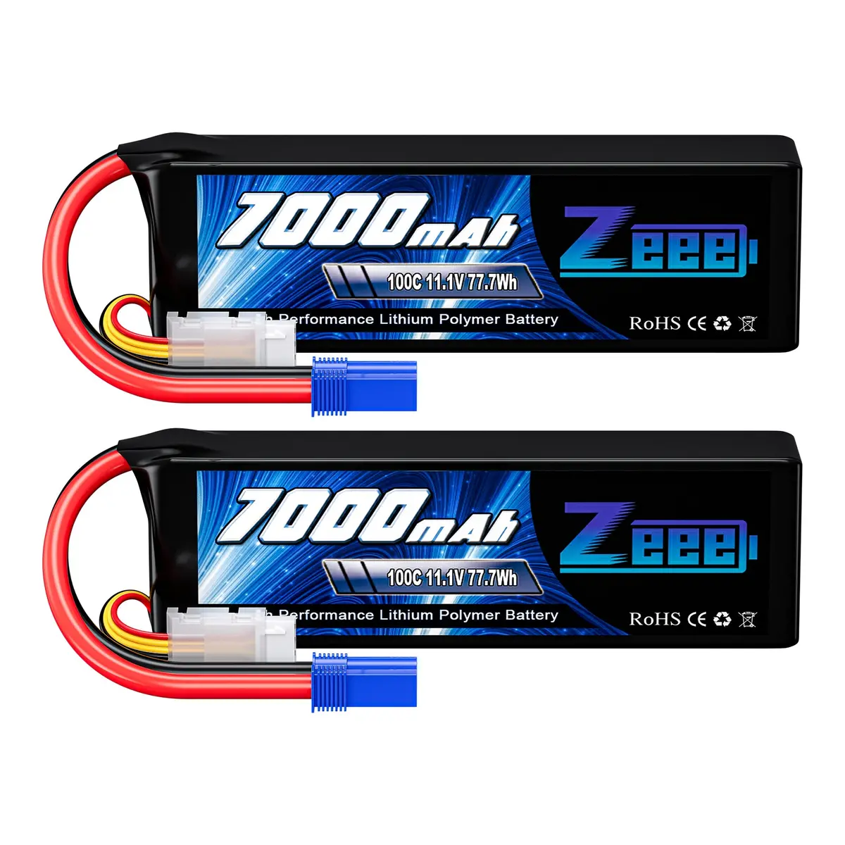 Zeee 3S Lipo Battery 7000Mah 11.1V 100C Ec5 Connector Soft Case With Metal Plates For Rc Car Truck Tank Racing Models (2 Pack) 1