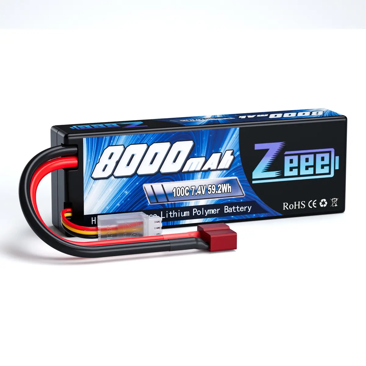 Zeee 2S Lipo Battery 8000Mah 7.4V 100C Hard Case With Deans T Plug For Rc Car Rc Models 1