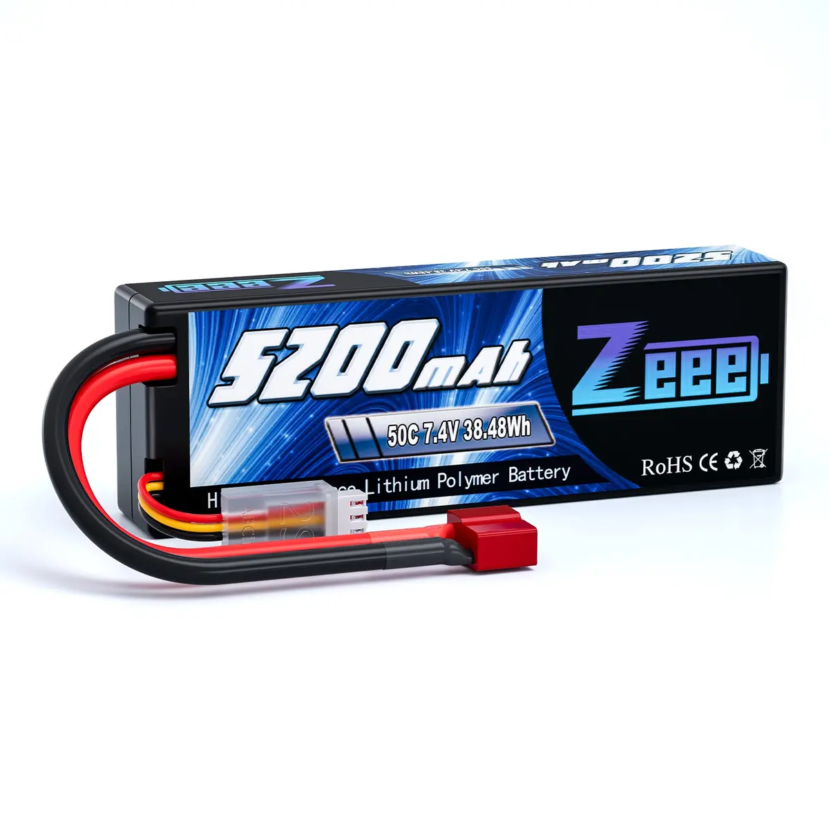 Zeee 2S Lipo Battery 5200Mah 7.4V 50C Hard Case With Deans T Plug For Rc Models(1 Pack) 1