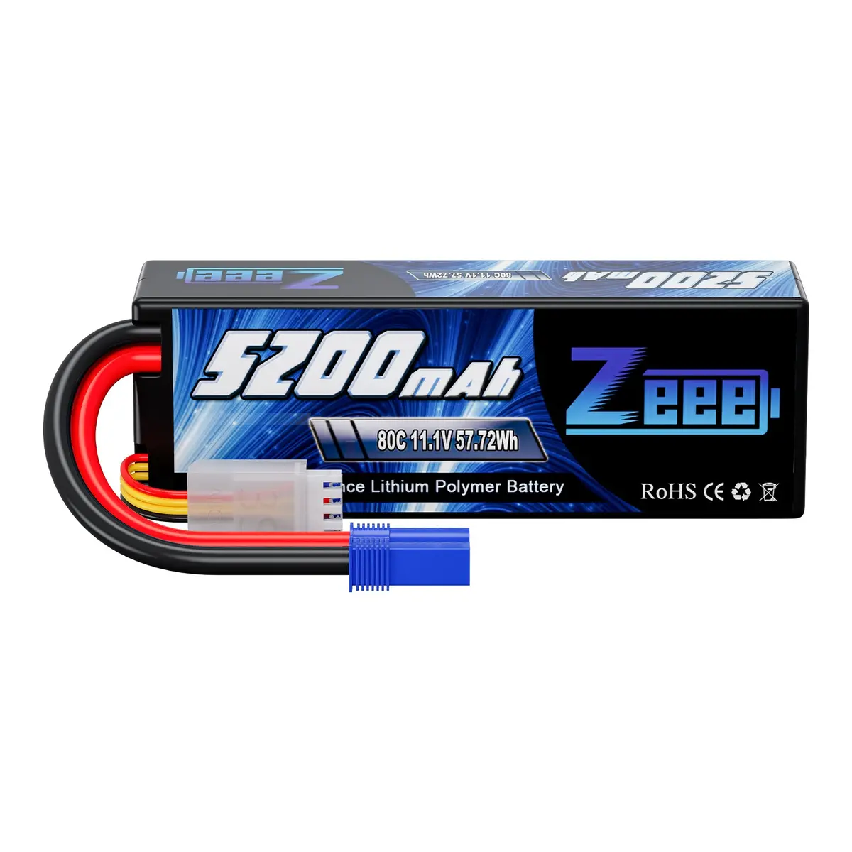 Zeee 3S Lipo Battery 5200Mah 11.1V 80C With Ec5 Connector Hard Case For Rc Car Racing Models 1