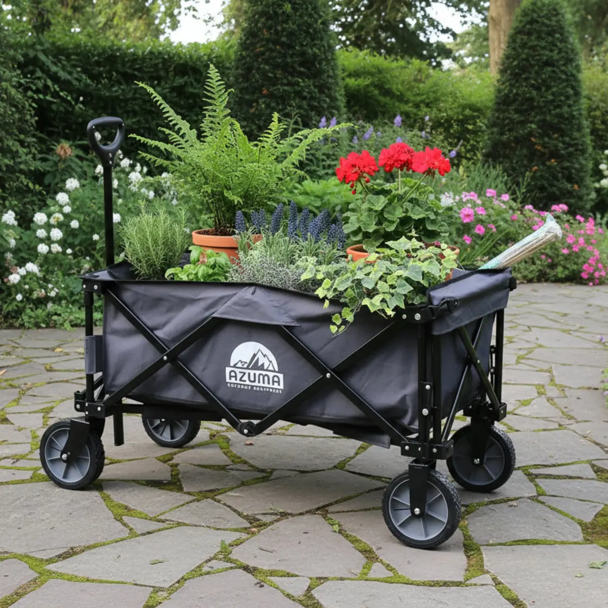 Azuma Folding Wagon Cart 70Kg – Off-Road Utility Trolley For Camping, Garden & Beach 1
