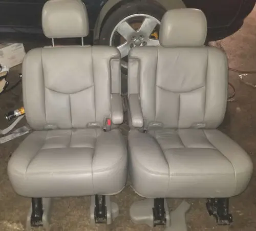 03 04 05 06 Chevy Tahoe Yukon Escalade Gray Leather 2Nd Row Bucket Seats Seat 2