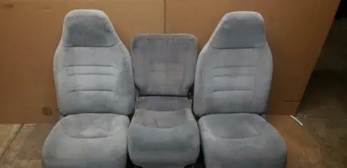 88 - 96 Ford F150 F250 F350 Front Gray Cloth Manual Seats Center Console Jump Seat Oem 1
