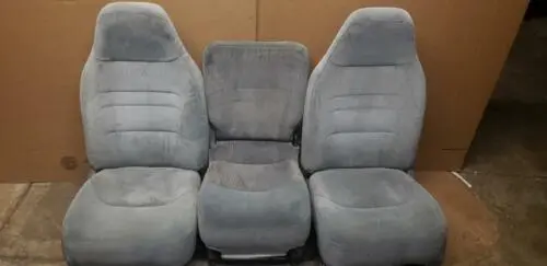88 - 96 Ford F150 F250 F350 Front Gray Cloth Manual Seats Center Console Jump Seat Oem 2
