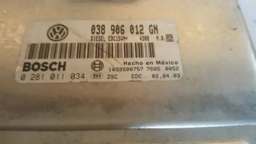 02 03 Vw Jetta Golf Beetle 1.9 Tdi Engine Computer Module Ecm 038 906 012 Gn 1