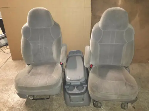 99 -07 Ford F250 F350 Superduty Gray Front Power Manual Cloth Seat Seats Console 1