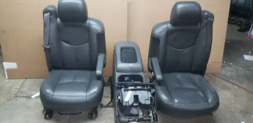 03 -06 Sierra Silverado Tahoe Avalanche Black Front Seats Power Seat Ctr Console 1