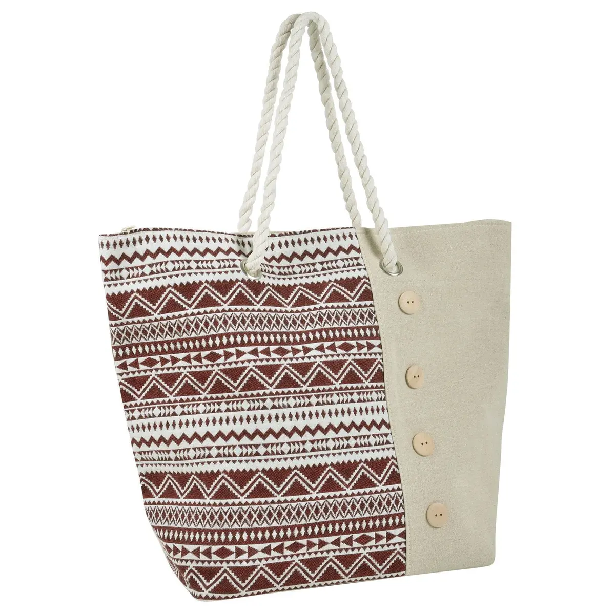 Womens Aztec Canvas Beach Shoulder Bag Shopping Tote 1