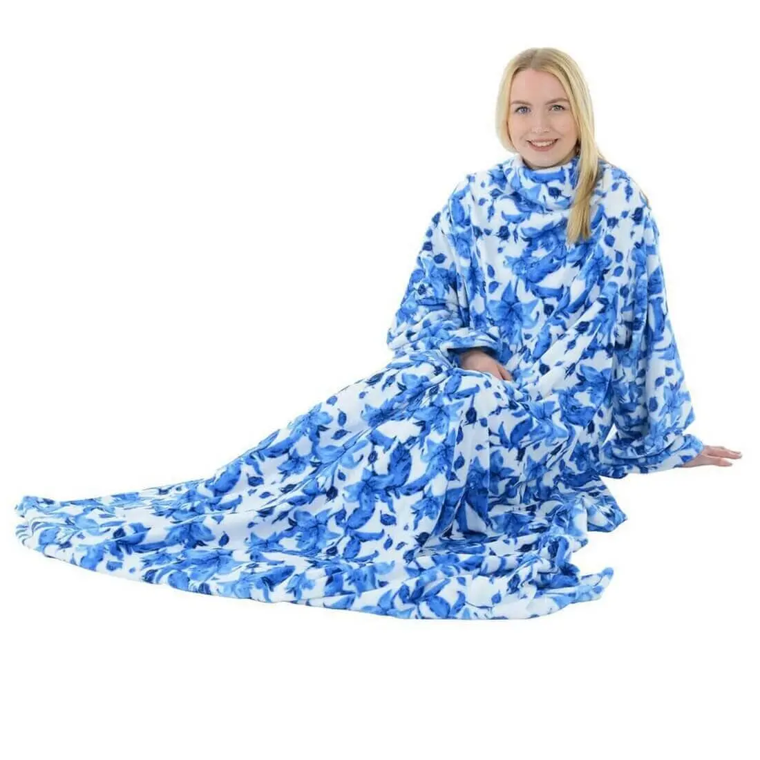 Luxurious Floral Wrap Around Blanket With Sleeves 137X180cm 1