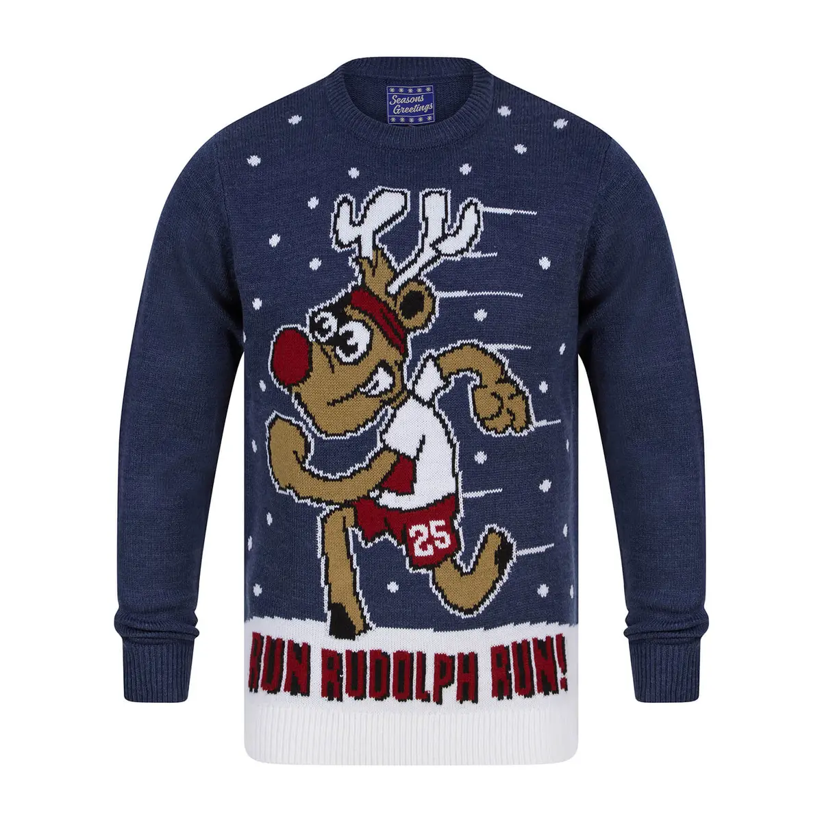 Mens Running Reindeer Run Rudolph Run Christmas Jumper 1