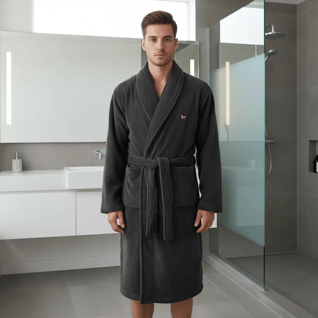 Mens Bradley Soft Fleece Dressing Gown Kensington Eastside 1