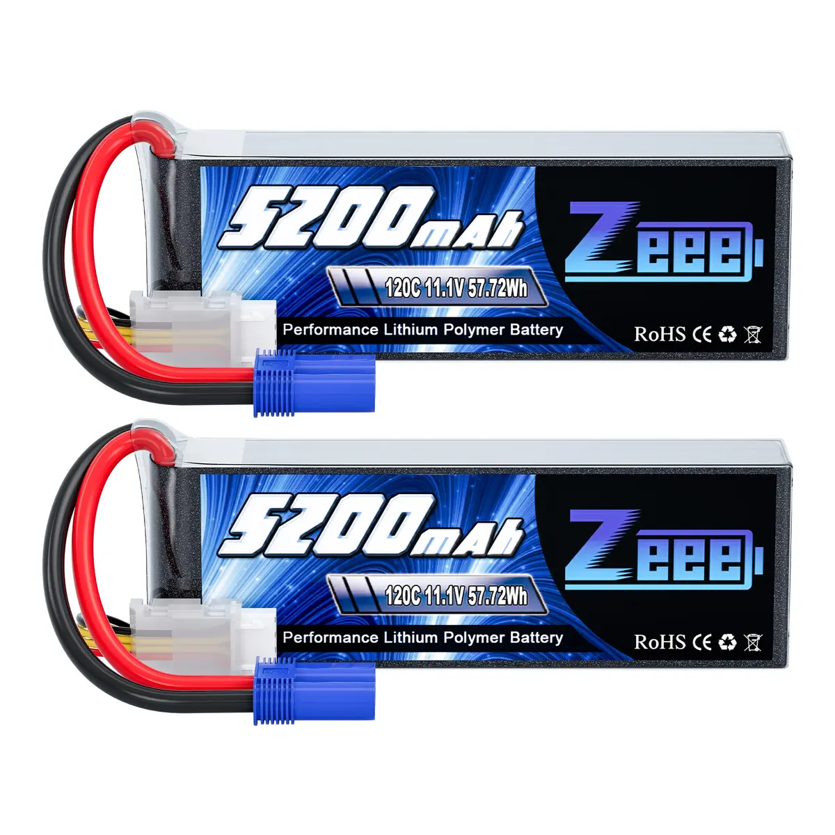 Zeee 3S Lipo Battery 5200Mah 11.1V 120C With Ec5 Connector Soft Case For Rc Car Rc Models(2 Pack) 1