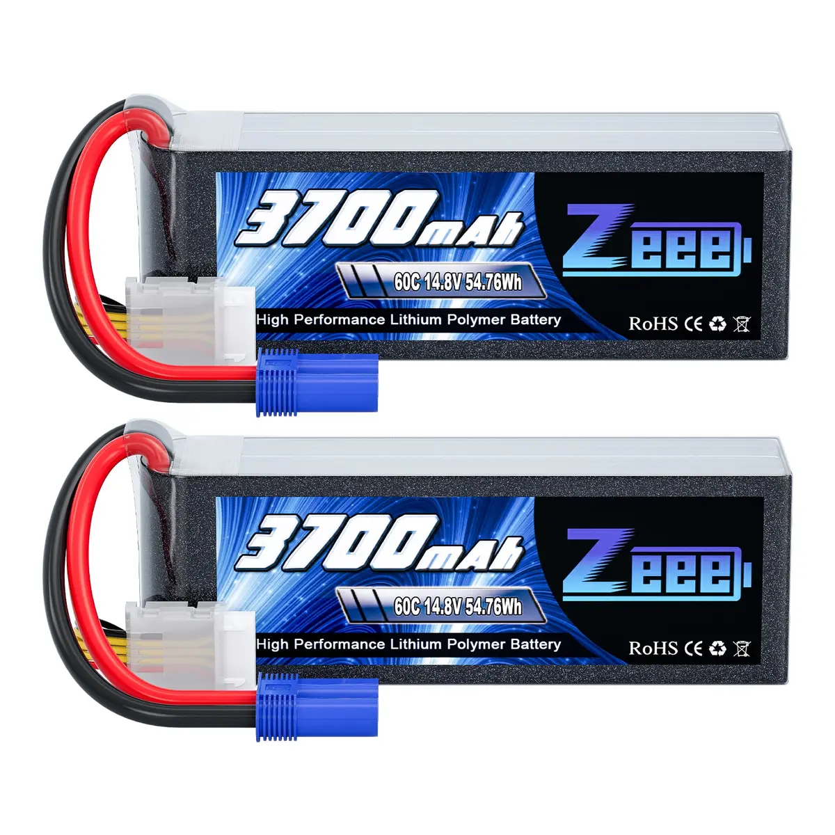 Zeee 4S Lipo Battery 3700Mah 14.8V 60C Soft Case With Ec5 Plug For Rc Airplane Rc Models(2 Packs) 1