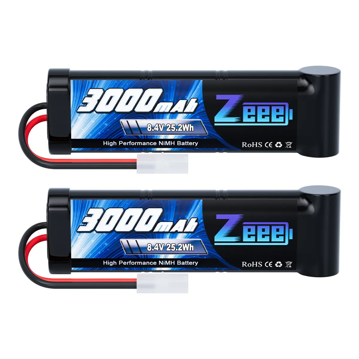 Zeee 8.4V 3000Mah Nimh Battery With Tamiya Plug For Rc Car(2 Pack) 1
