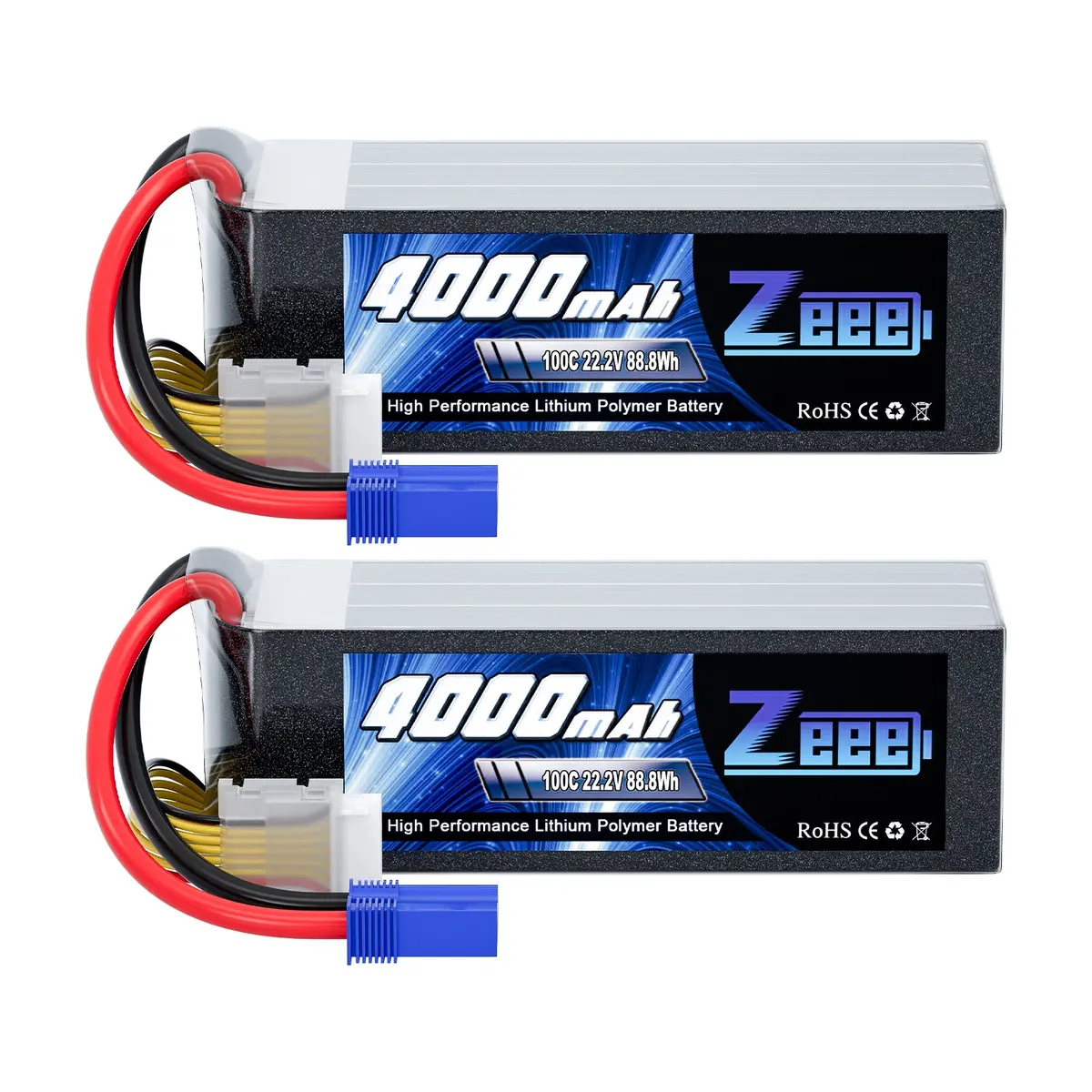 Zeee 6S Lipo Battery 4000Mah 22.2V 100C With Ec5 Connector Soft Pack Battery For Rc Car(2 Pack) 1