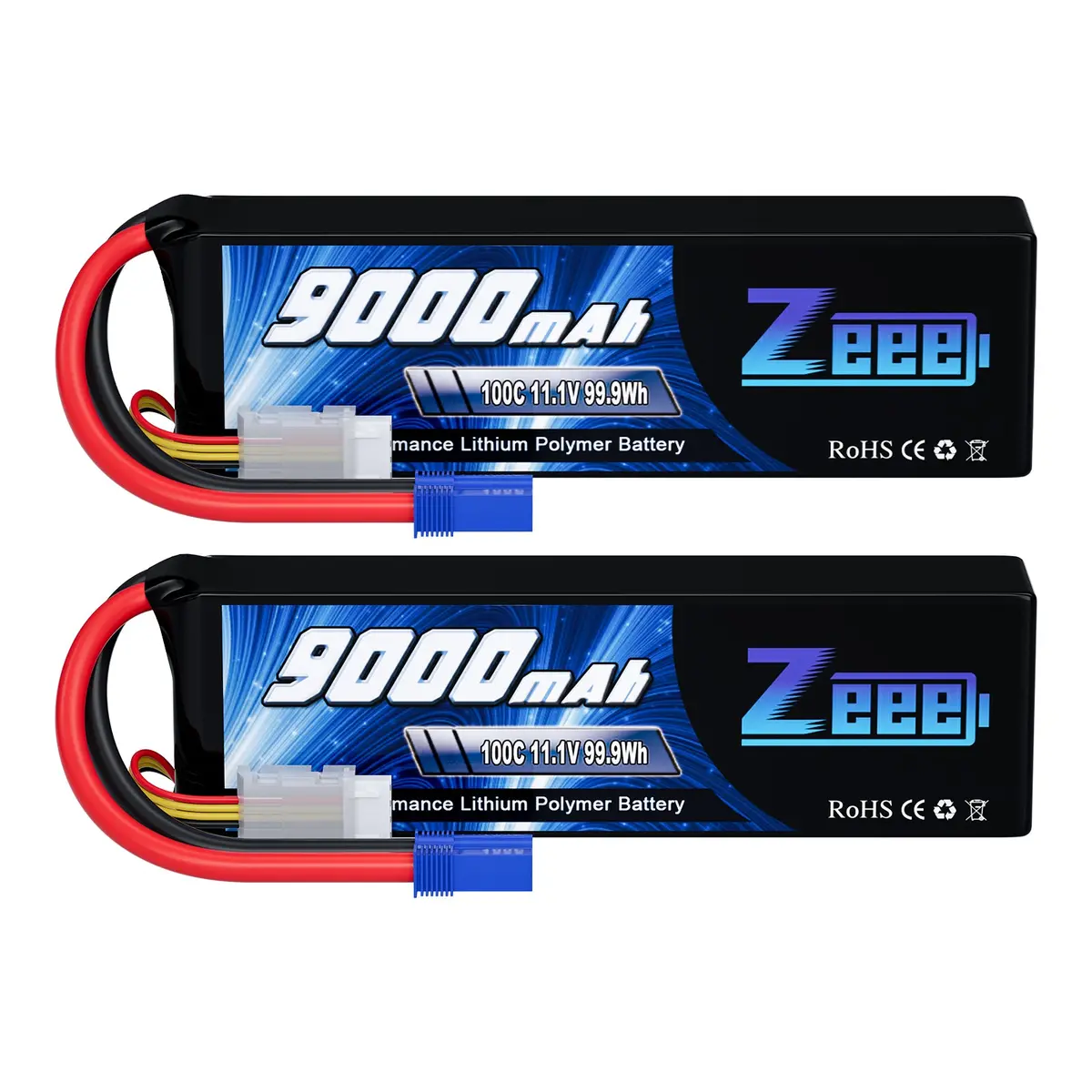 Zeee 3S Lipo Battery 9000Mah 11.1V 100C Ec5 Connector With Metal Plates Soft Case For Rc Car Rc Models(2 Pack) 1