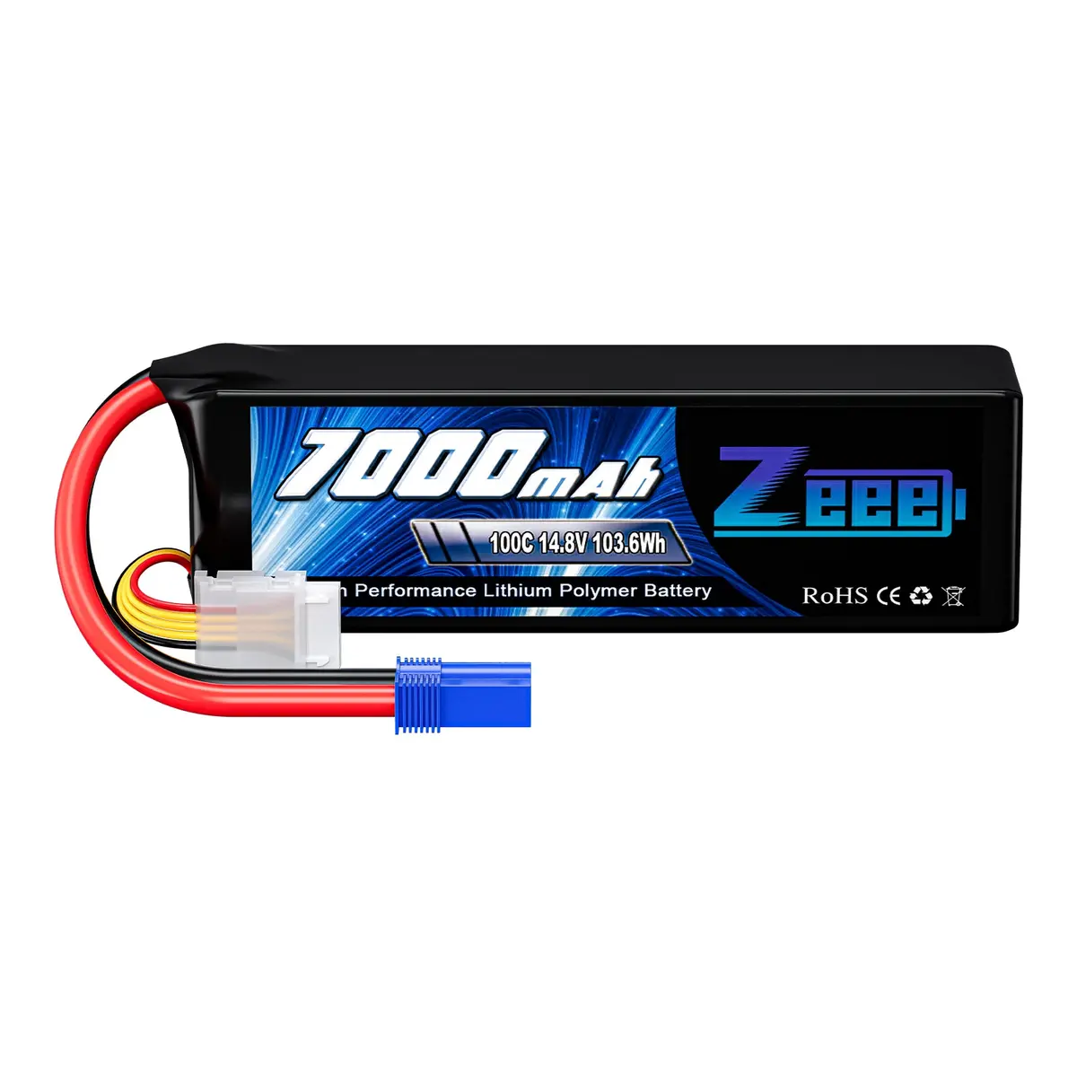 Zeee 4S Lipo Battery 7000Mah 14.8V 100C Soft Pack Rc Battery Ec5 Connector With Metal Plates For Rc Car Rc Truck Rc Tank Racing Hobby 1
