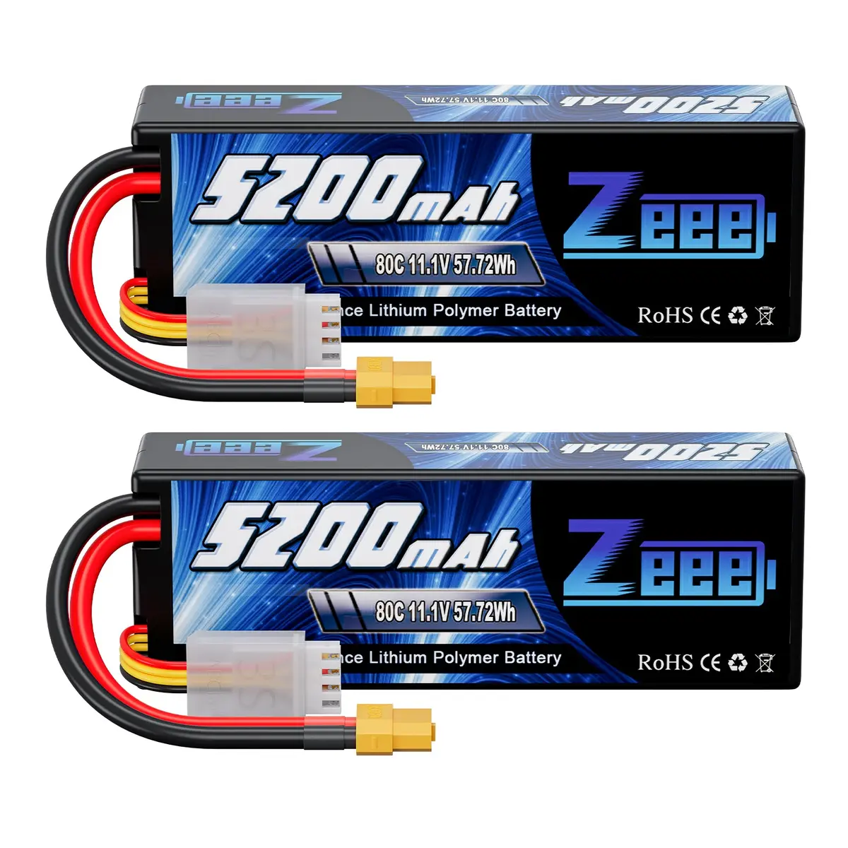 Zeee 3S Lipo Battery 5200Mah 11.1V 80C With Xt60 Connector Hard Case Battery For Rc Car Rc Models(2 Pack) 1