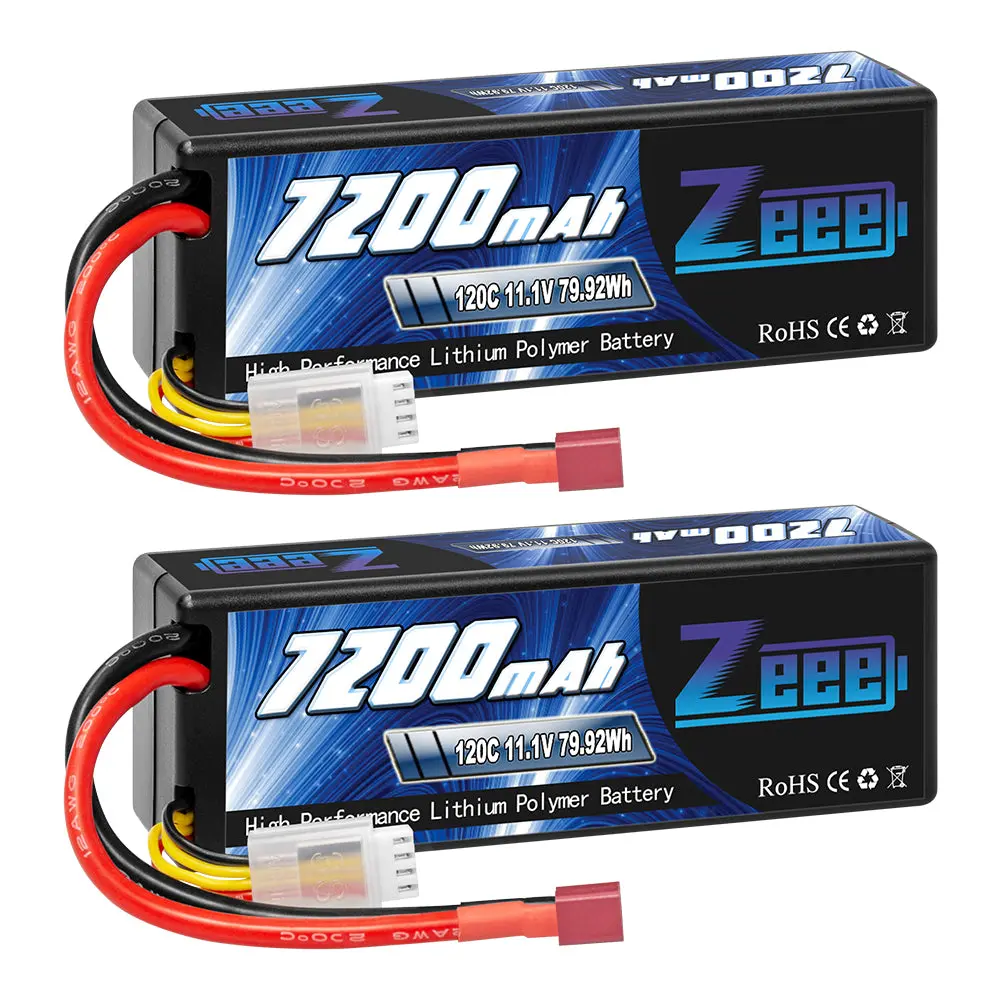 Zeee 3S Lipo Battery 7200Mah 11.1V 120C Hard Case With Deans T Connector For Rc Car Rc Models(2 Pack) 1