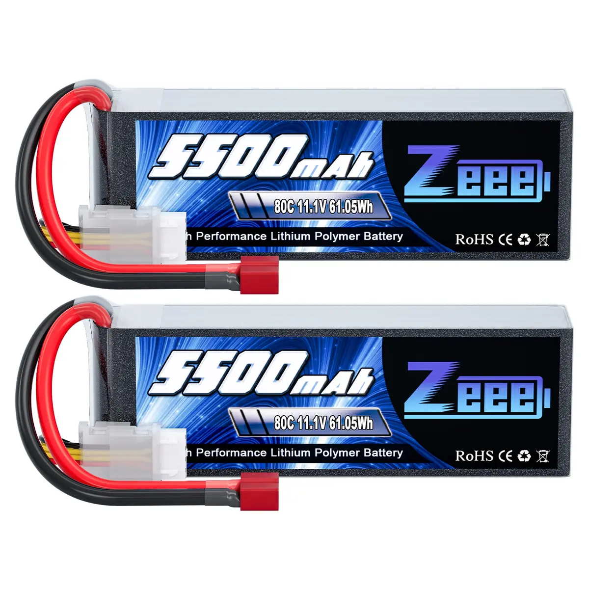 Zeee 3S Lipo Battery 5500Mah 11.1V 80C With Deans T Connector Soft Case For Airplane Rc Car(2 Pack) 1