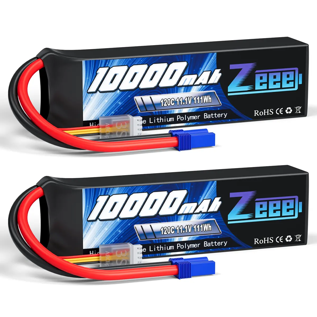 Zeee 3S Lipo Battery 10000Mah 11.1V 120C With Ec5 Connector Soft Case For Rc Car Truck Tank Racing Hobby Models (2 Pack) 1