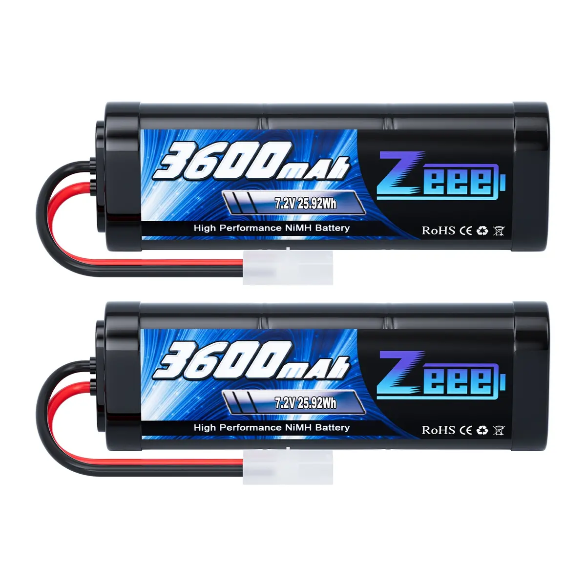 Zeee 7.2V 3600Mah Rc Nimh Battery With Tamiya Plug For Rc Car Rc Truck Associated Hpi Losi Kyosho Tamiya Hobby(2 Pack) 1