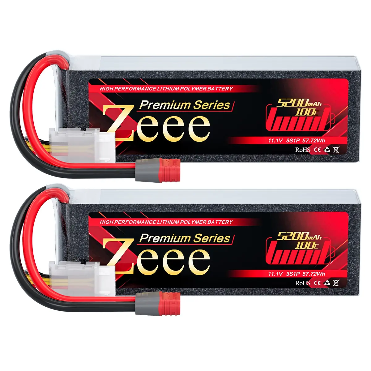 Zeee Premium Series 3S Lipo Battery 5200Mah 11.1V 100C Soft Case With Deans T Connector For Rc Plane Rc Car(2 Pack) 1