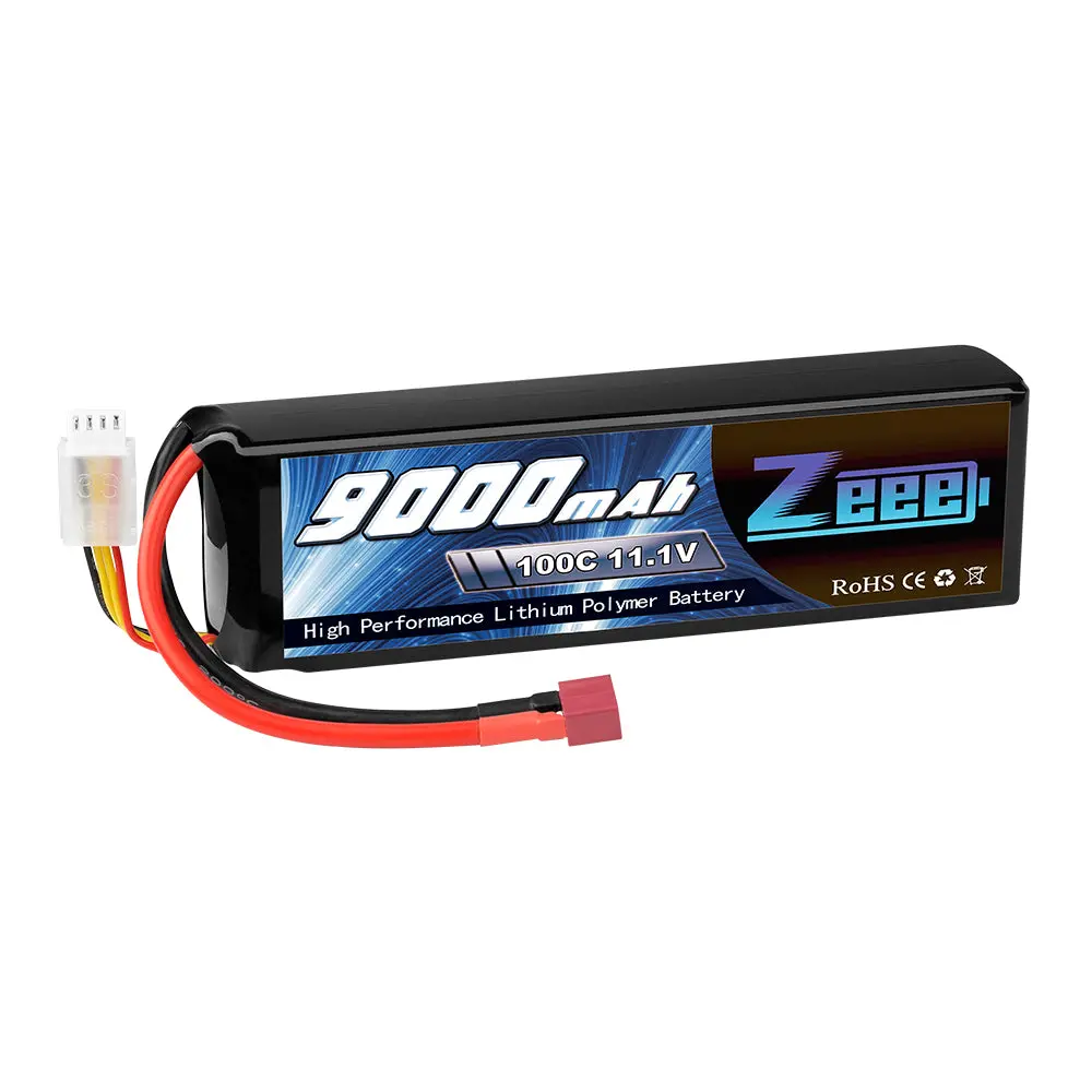 Zeee 3S Lipo Battery 9000Mah 11.1V 100C Deans Connector Soft Case With Metal Plates For Rc Car Models 1