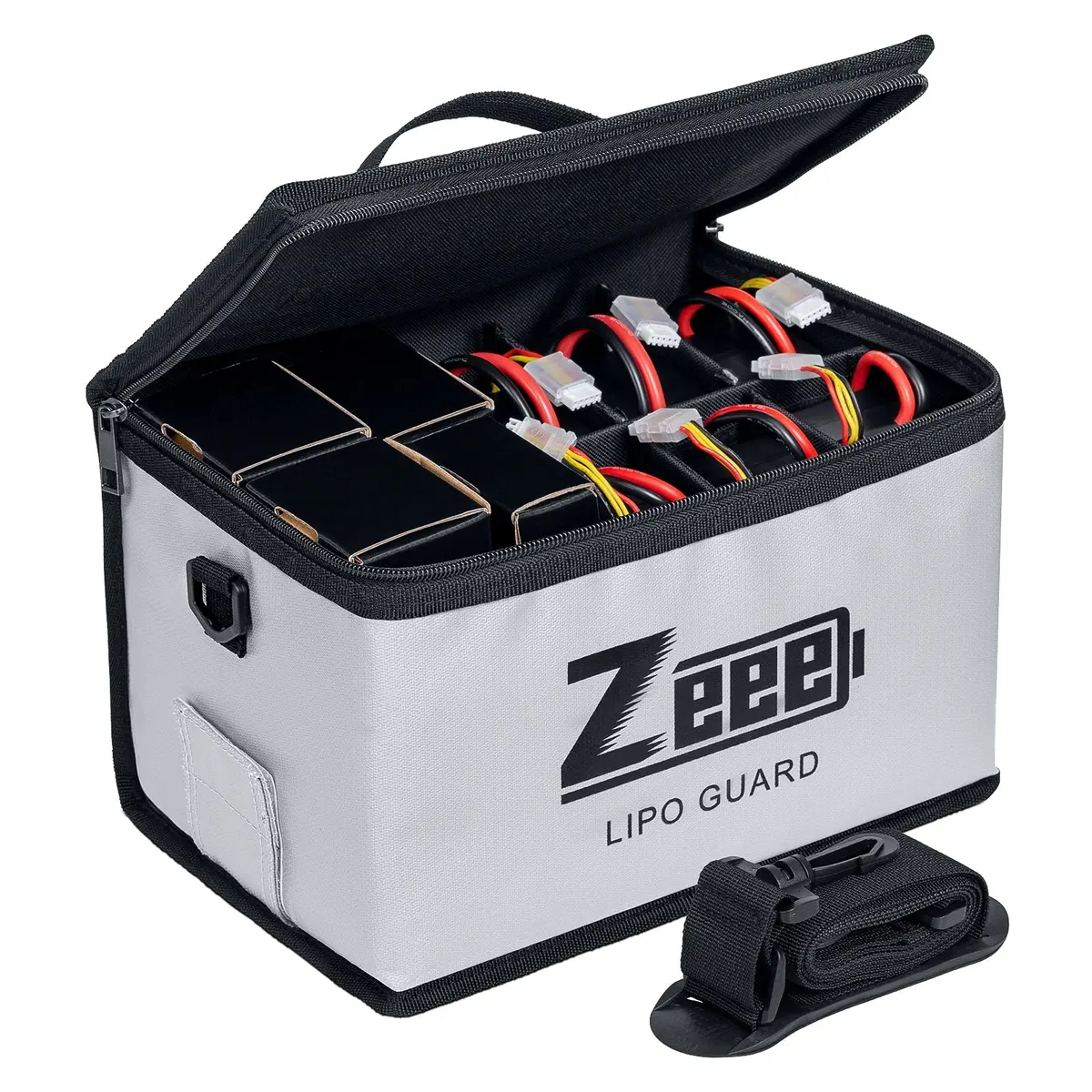 Zeee Lipo Safe Bag Battery Fireproof Bag-10 Cell Adjustable Battery Safe Bag(10.6X6.7X6.7In) 1