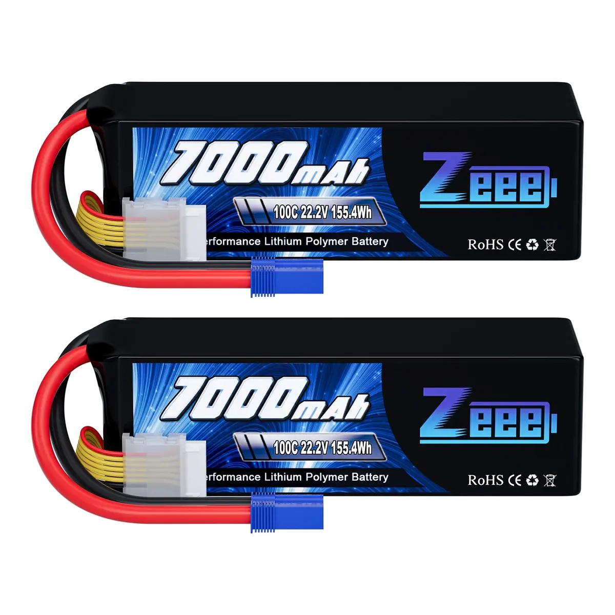 Zeee 6S Lipo Battery 7000Mah 22.2V 100C Soft Case With Metal Plates Ec5 Connector For Rc Car Rc Models(2 Pack) 1