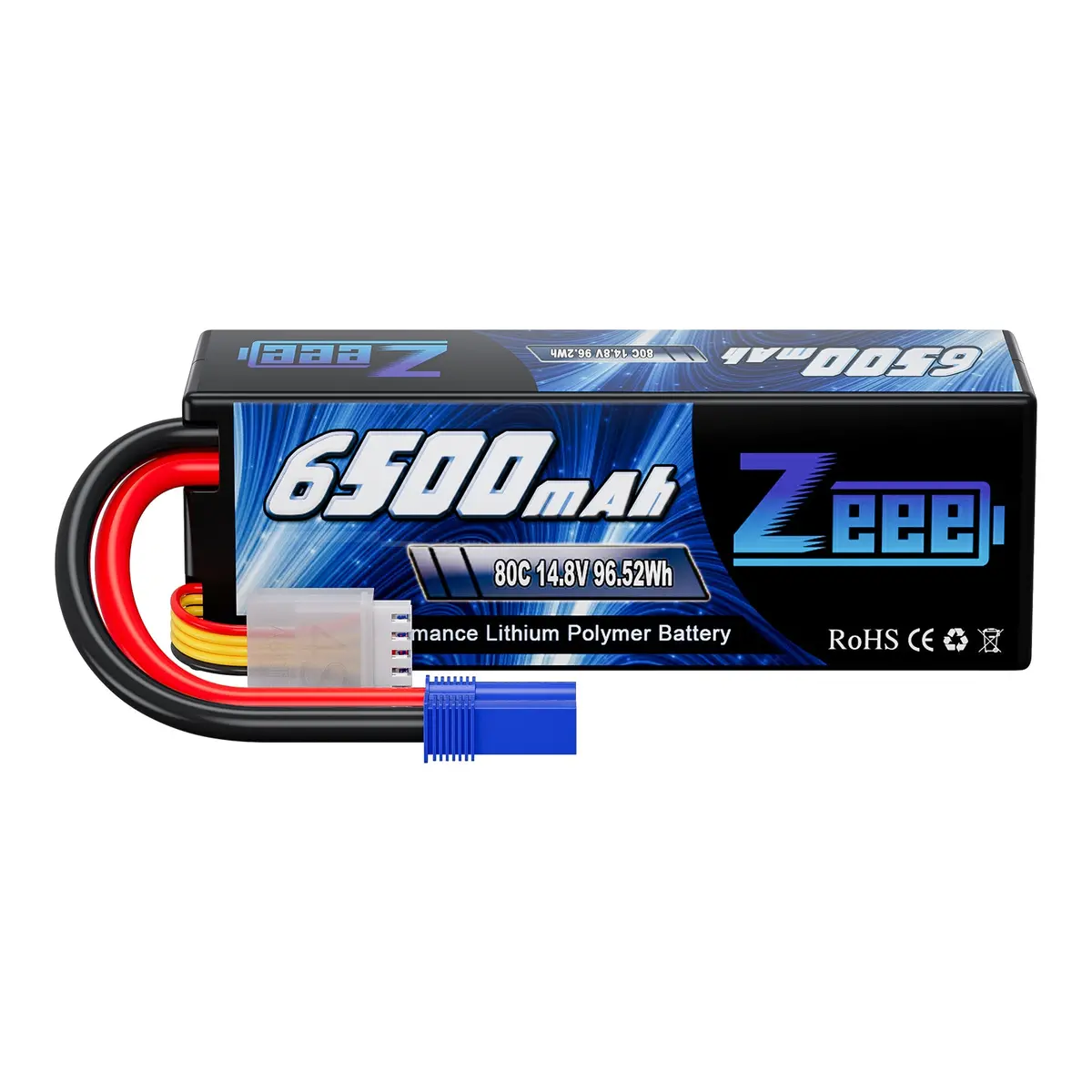 Zeee 4S Lipo Battery 14.8V 6500Mah 80C Hard Case With Ec5 Connector Compatible With Rc 1/8 1/10 Scale Vehicles Car Trucks Boats Tank Truck Rc Car 1