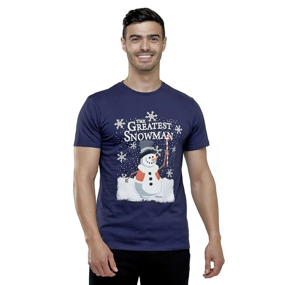 Mens Christmas T-Shirt Greatest Snowman Navy Xmas Party Tee 1