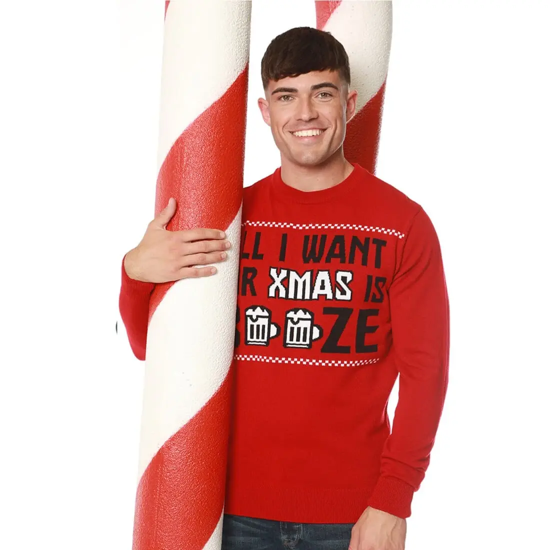 Mens Novelty Christmas Jumper All I Want For Xmas Is Booze 1