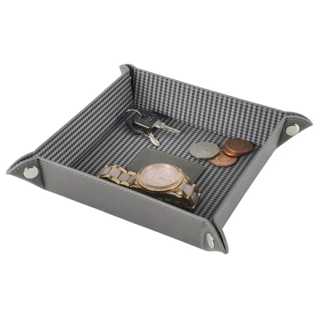 Faux Leather Valet Tray For Coins/Keys/Phone Desktop Or Bedside 1