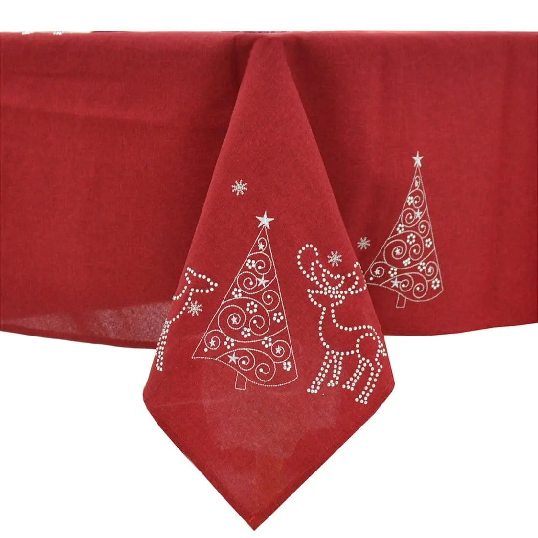 Christmas Reindeer Tablecloths Napkins Diamante Grey Red 5