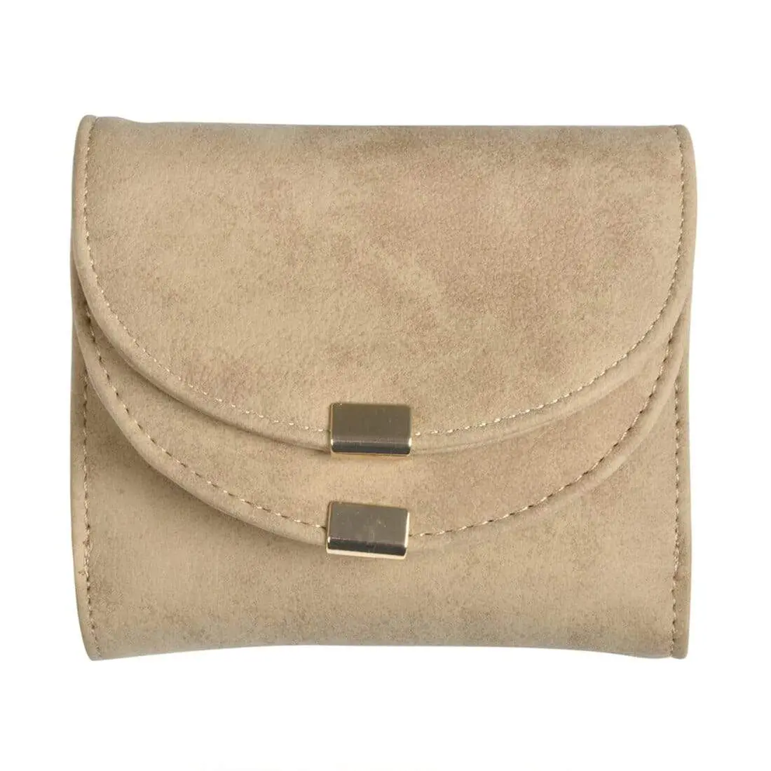 Womens Ava Small Suedette Purse Fold Over - Natural Blue Pink 1