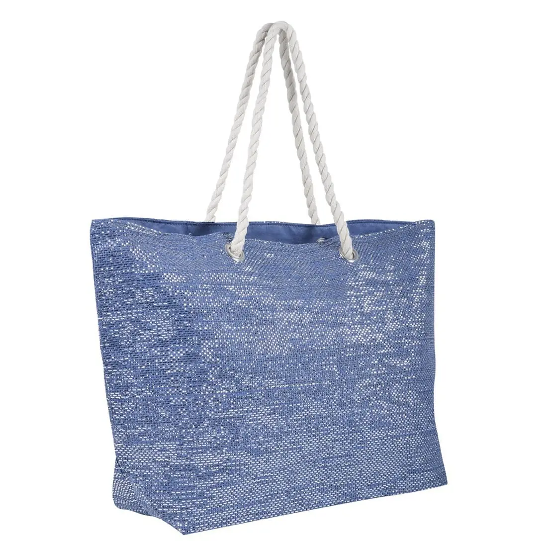 Womens Sparkle Beach Shoulder Bag Woven Shopping Tote 1