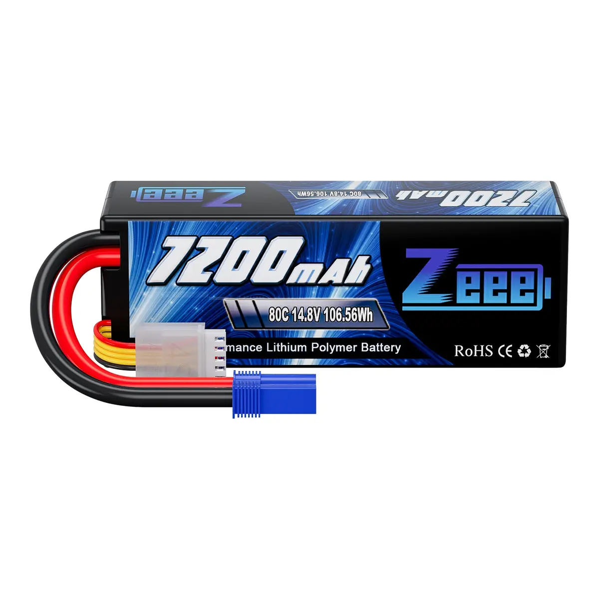Zeee 4S Lipo Battery 7200Mah 14.8V 80C With Ec5 Connector Hard Case For Rc Models 1