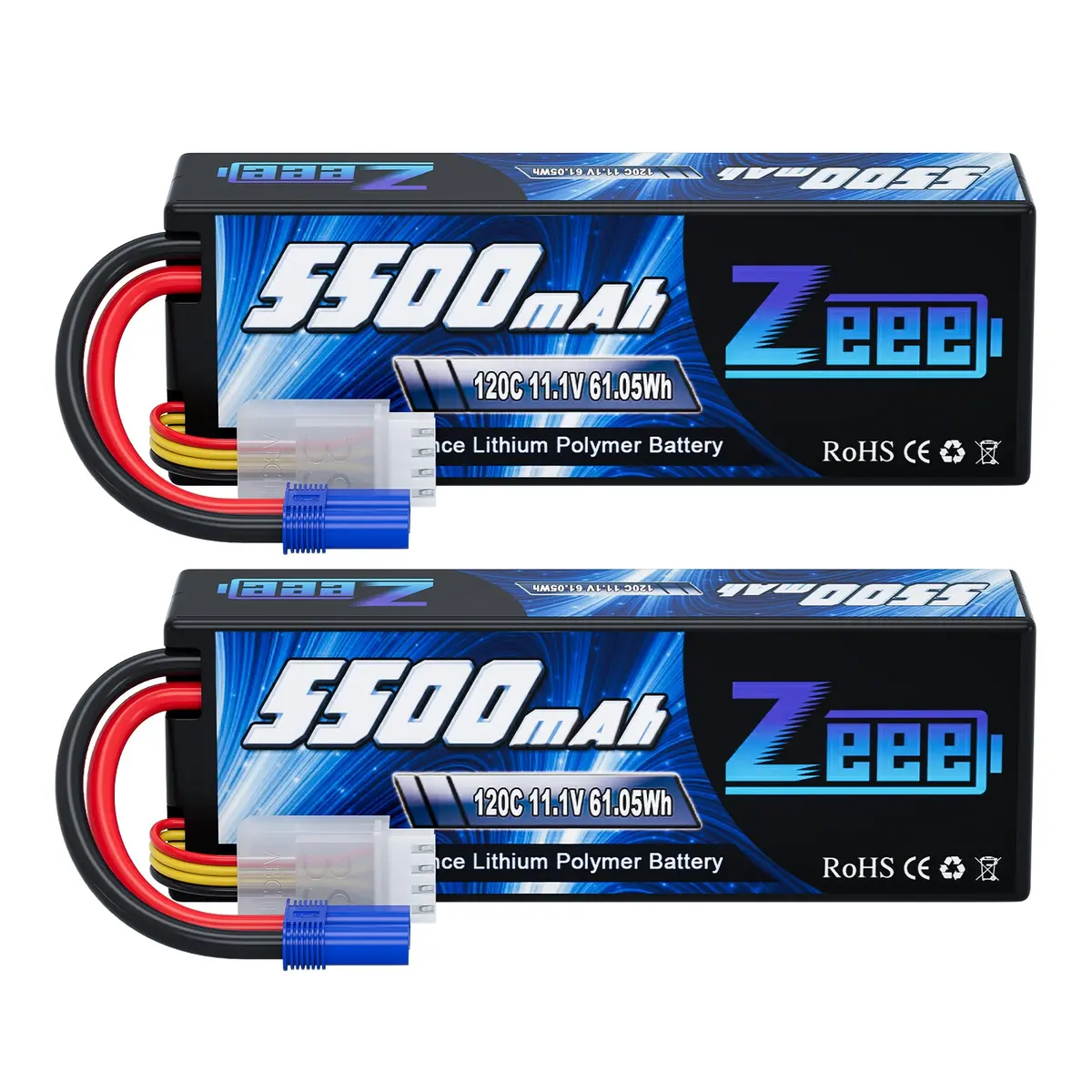 Zeee 3S Lipo Battery 5500Mah 11.1V 120C Hard Case Rc Battery With Ec5 Connector For Rc Car 1/8 1/10 Scale Vehicles(2 Pack) 1