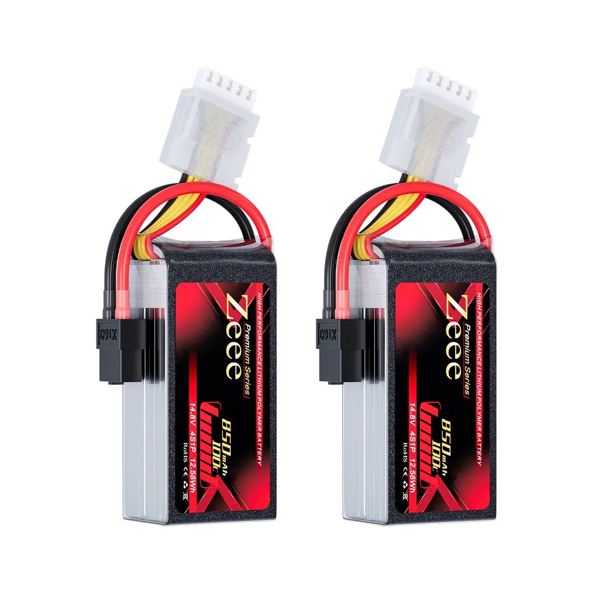 Zeee Premium Series 4S Lipo Battery 850Mah 14.8V 100C Soft Case With Xt60 Plug For Rc Car Rc Models(2 Pack) 1