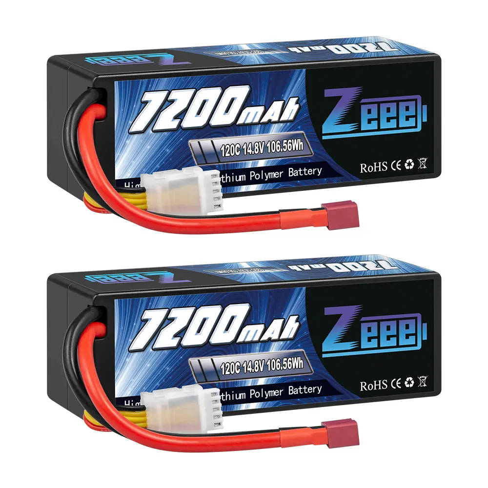 Zeee 4S Lipo Battery 7200Mah 14.8V 120C Hard Case With Deans T Connector For Rc Car Rc Models(2 Pack) 1